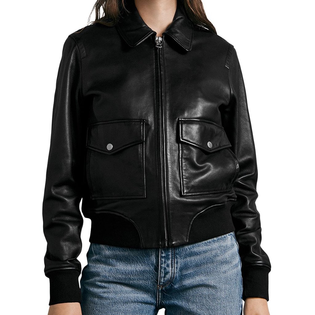 Rag & Bone Women's Icons Andrea Lamb Leather Jacket Black Xxs B4hp $1095